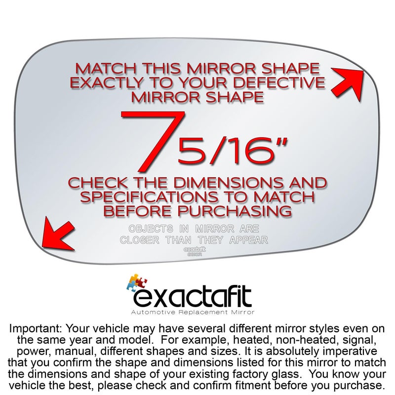 Rugged TUFF Passenger Side Mirror Glass Replacement For 2003 2004 2005 2006 2007 Honda Accord Sedan Right Door Convex Mirrors Adhesives exactafit 8810R - Image 2